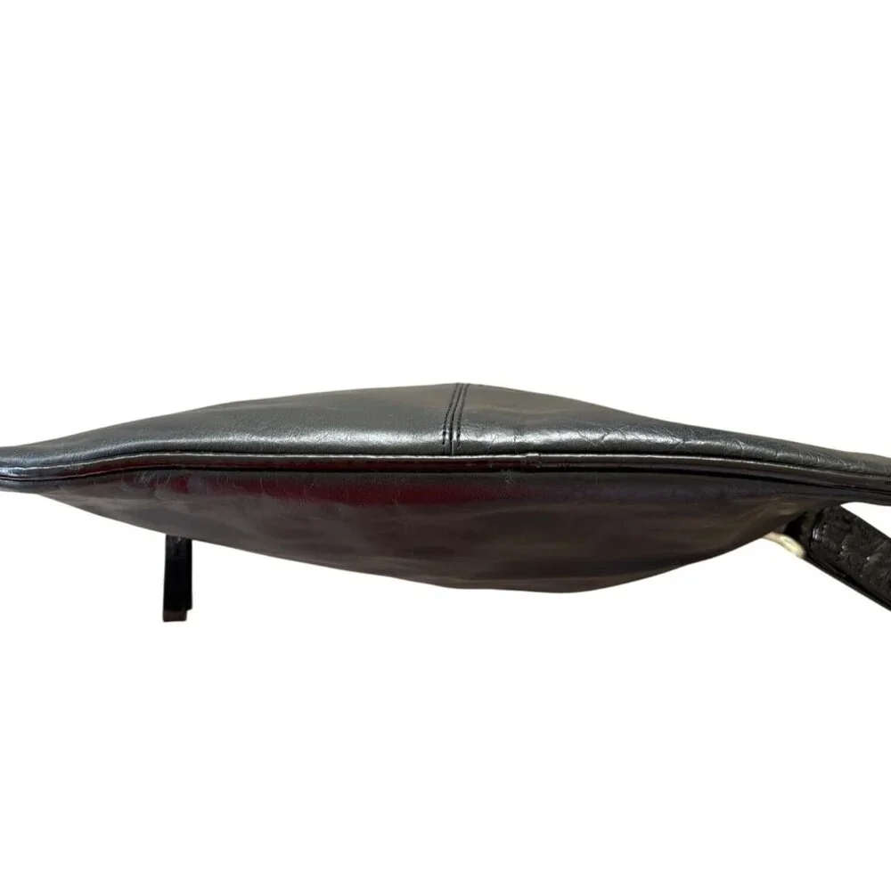 Sophia Visconti Black Leather Wristlet Wallet Purse Silvertone Looks‎ New